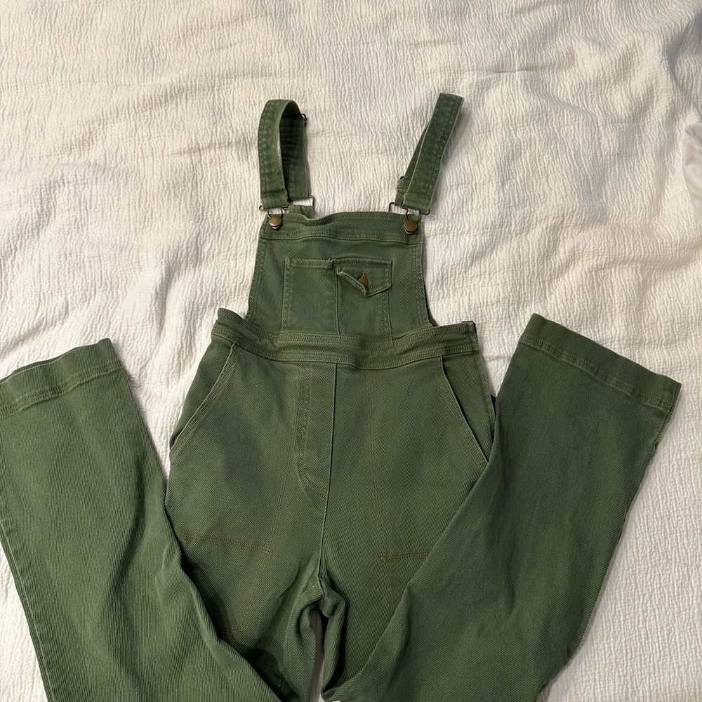 Women's Green Denim Overalls